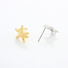925 Sterling Silver Hammered Ocean Starfish 12mm Earrings Studs Findings