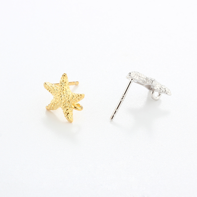 925 Sterling Silver Hammered Ocean Starfish 12mm Earrings Studs Findings