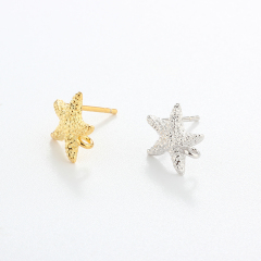 925 Sterling Silver Hammered Ocean Starfish 12mm Earrings Studs Findings