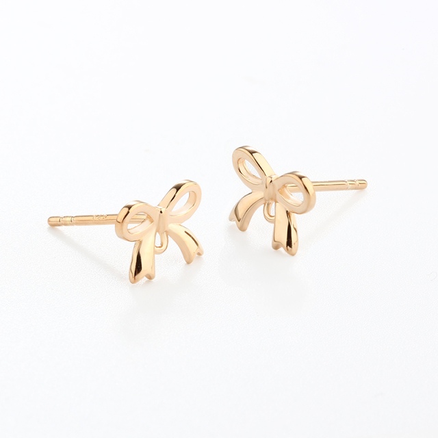 925 Sterling Silver Bow Earring Studs Findings