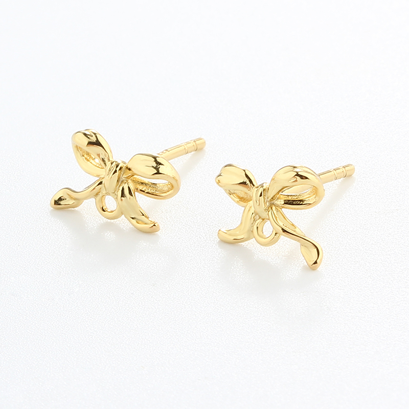 925 Sterling Silver Bow Earring Studs Findings