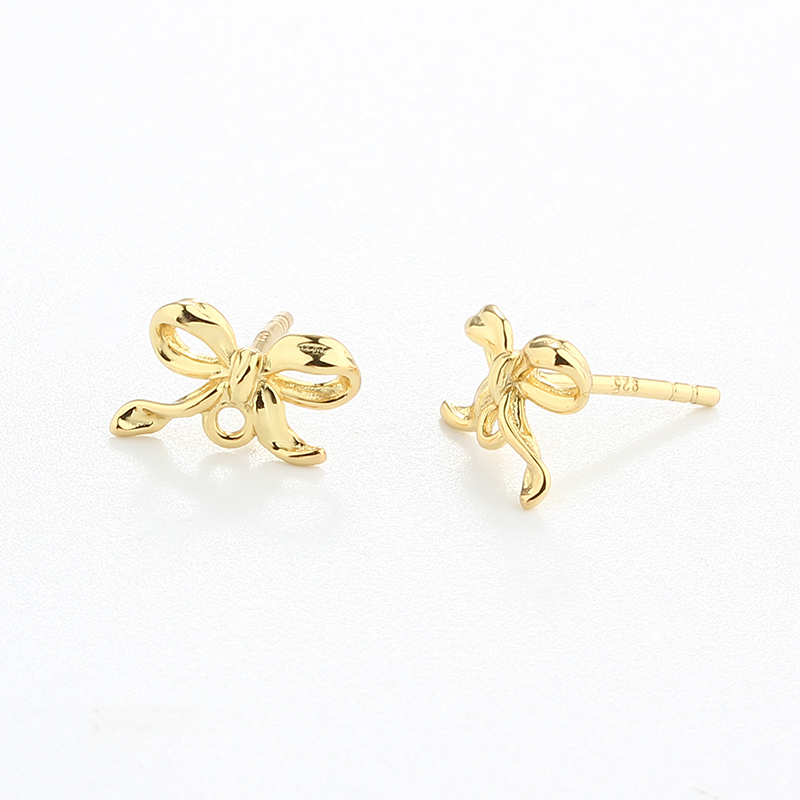 925 Sterling Silver Bow Earring Studs Findings