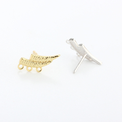 925 Sterling Silver Hammered 3 Holes Earrings Studs Findings