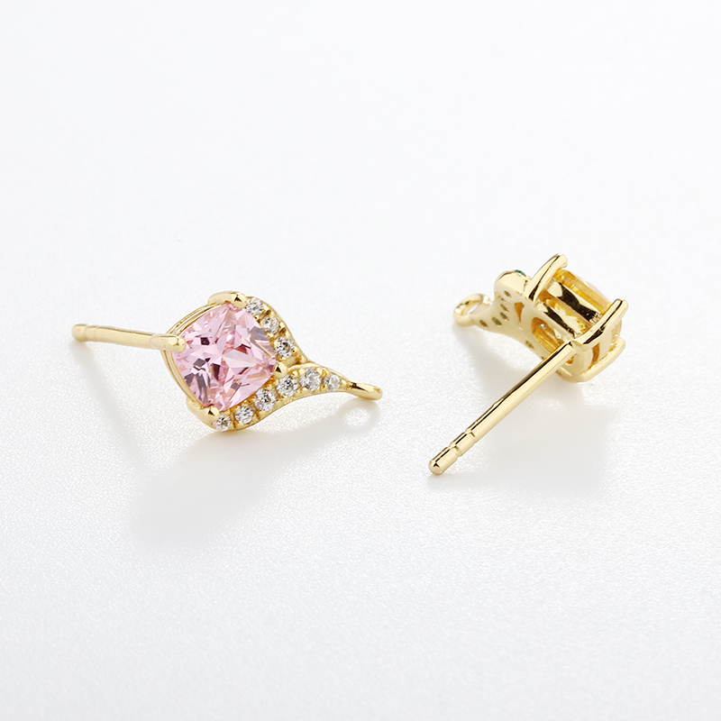 925 Sterling Silver 5mm Square Flower Earrings Studs Findidngs