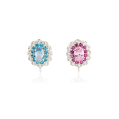 925 Sterling Silver Two Colour CZ Flower Earrings Findings