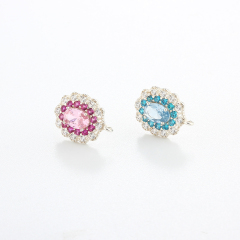925 Sterling Silver Two Colour CZ Flower Earrings Findings