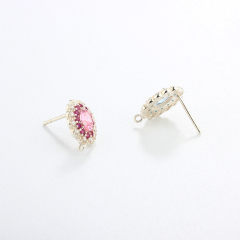 925 Sterling Silver Two Colour CZ Flower Earrings Findings