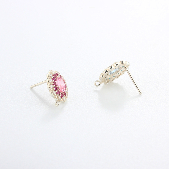 925 Sterling Silver Two Colour CZ Flower Earrings Findings