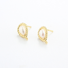 925 Sterling Silver Weave 5*7mm Drop Pearl Earrings Studs