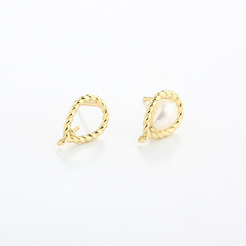 925 Sterling Silver Weave 5*7mm Drop Pearl Earrings Studs