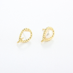 925 Sterling Silver Weave 5*7mm Drop Pearl Earrings Studs