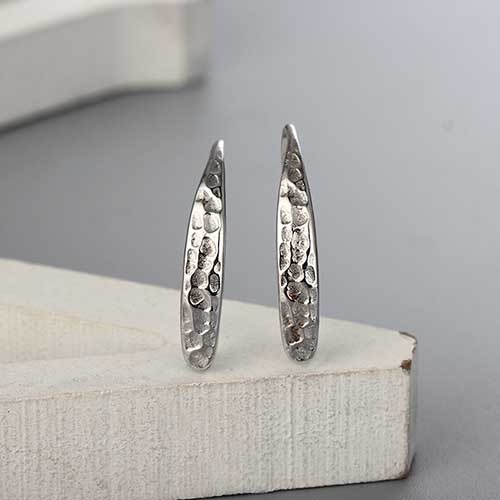 925 Sterling Silver Hammered Earring Hook Findings