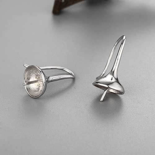 925 Sterling Silver Pearl Earring Hook Mounting