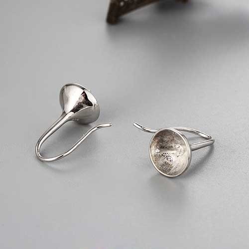925 Sterling Silver Pearl Earring Hook Mounting