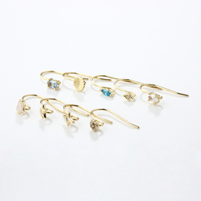 925 Sterling Silver 4mm Heart Mother Pearl Earrings Hook Findings