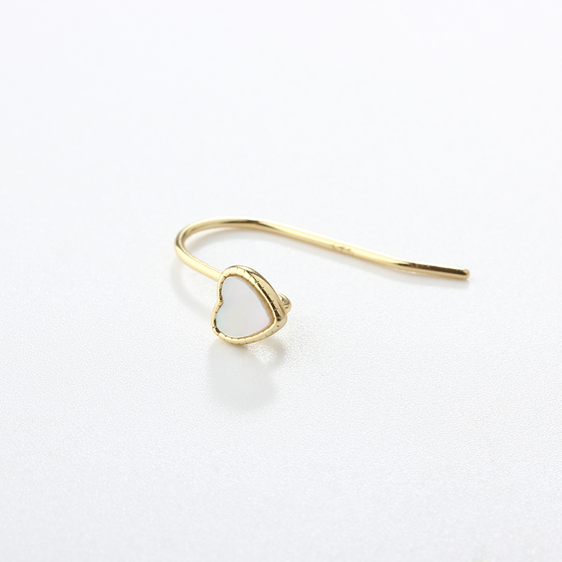 925 Sterling Silver 4mm Heart Mother Pearl Earrings Hook Findings