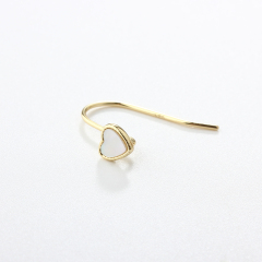 925 Sterling Silver 4mm Heart Mother Pearl Earrings Hook Findings