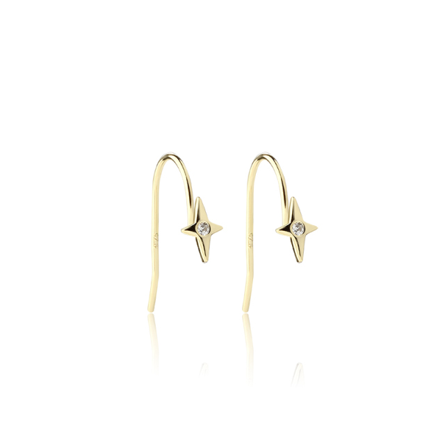 925 Sterling Silver Star Earrings Hook Findings