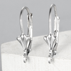 925 Sterling Silver Leaf Shaped French Leverback Earring Findings