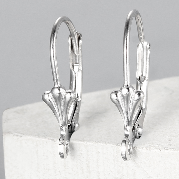 925 Sterling Silver Leaf Shaped French Leverback Earring Findings