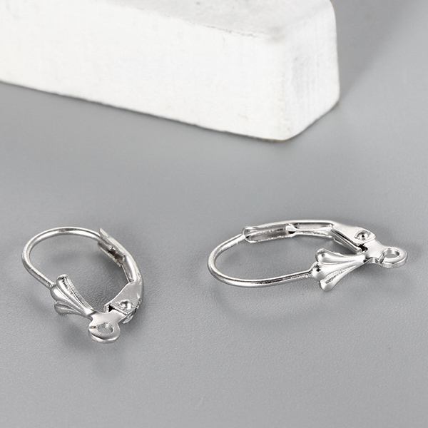 925 Sterling Silver Leaf Shaped French Leverback Earring Findings