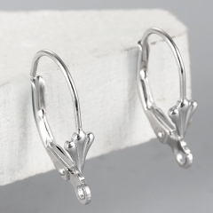 925 Sterling Silver Leaf Shaped French Leverback Earring Findings