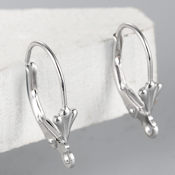 925 Sterling Silver Leaf Shaped French Leverback Earring Findings