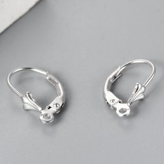 925 Sterling Silver Leaf Shaped French Leverback Earring Findings