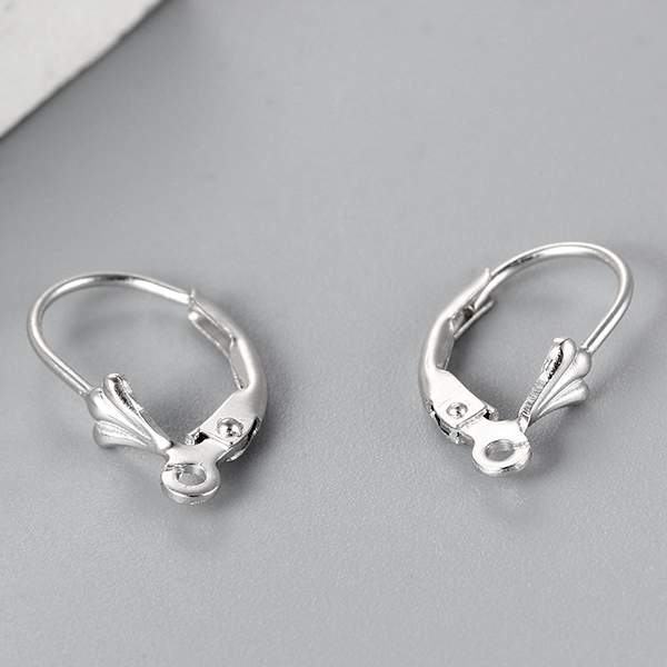 925 Sterling Silver Leaf Shaped French Leverback Earring Findings
