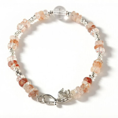 Red Rutilated Quartz & Clear Quartz Beaded Bracelet