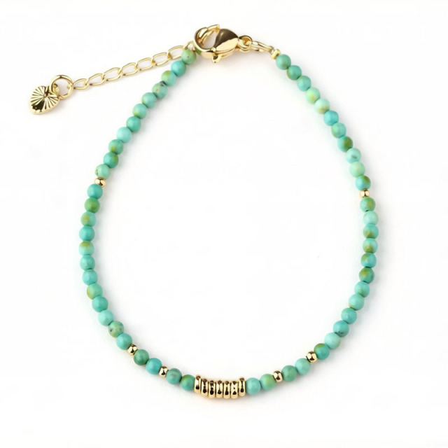 Gold plated 925 Sterling Silver Turquoise Beads Bracelet