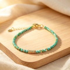 Gold plated 925 Sterling Silver Turquoise Beads Bracelet