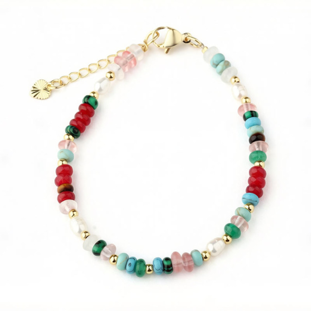 Rainbow Multi-Gemstone Beaded Bracelet