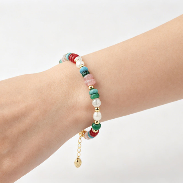 Rainbow Multi-Gemstone Beaded Bracelet