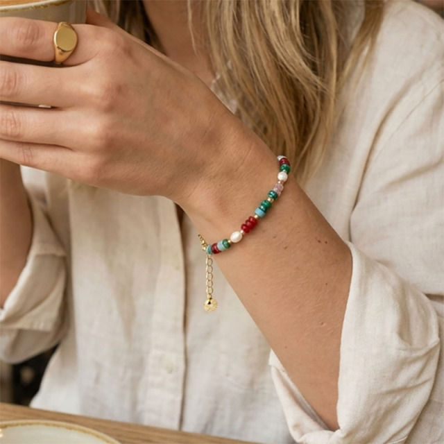 Rainbow Multi-Gemstone Beaded Bracelet