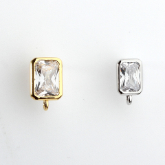 925 Sterling Silver 4*6mm Baguette CZ Earstud Findings