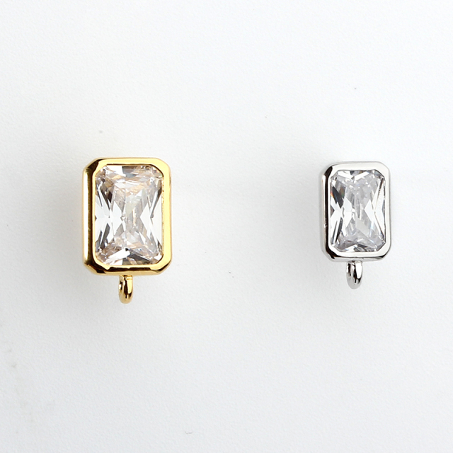 925 Sterling Silver 4*6mm Baguette CZ Earstud Findings