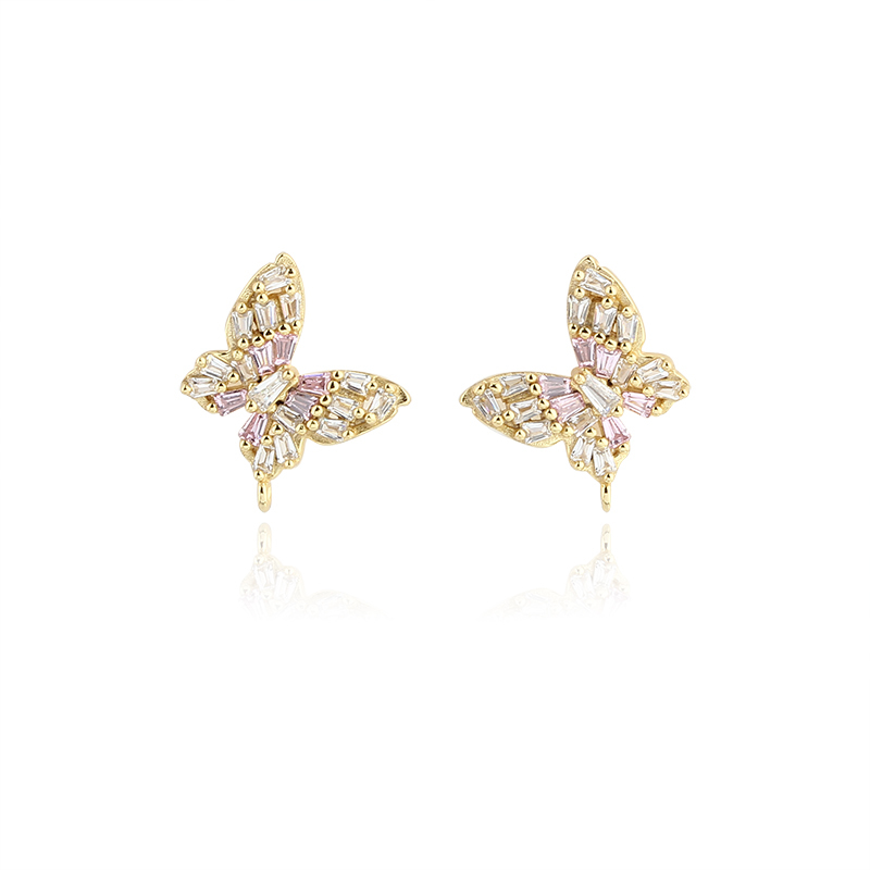 925 Sterling Silver CZ Butterfly Eearrings Findings