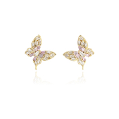 925 Sterling Silver CZ Butterfly Eearrings Findings