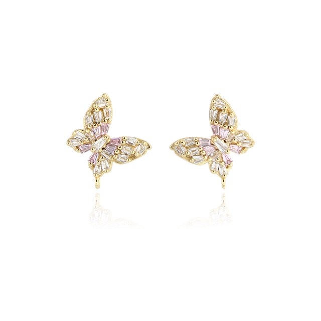 925 Sterling Silver CZ Butterfly Eearrings Findings