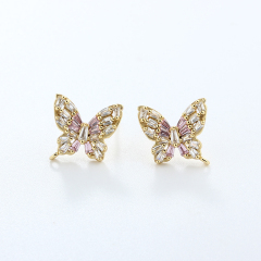 925 Sterling Silver CZ Butterfly Eearrings Findings