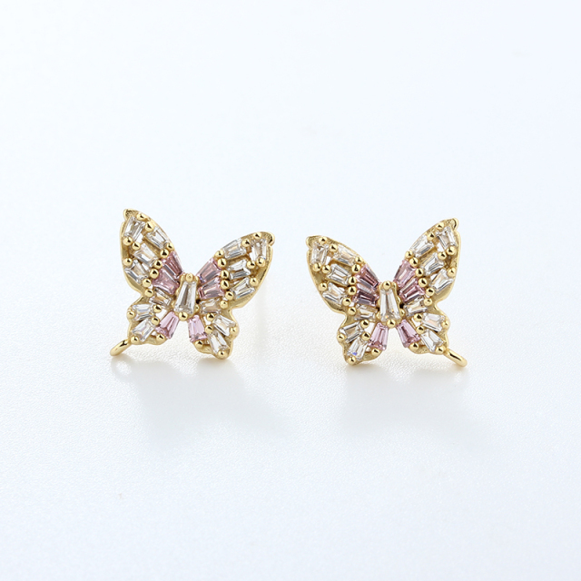 925 Sterling Silver CZ Butterfly Eearrings Findings