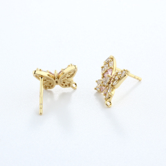 925 Sterling Silver CZ Butterfly Eearrings Findings