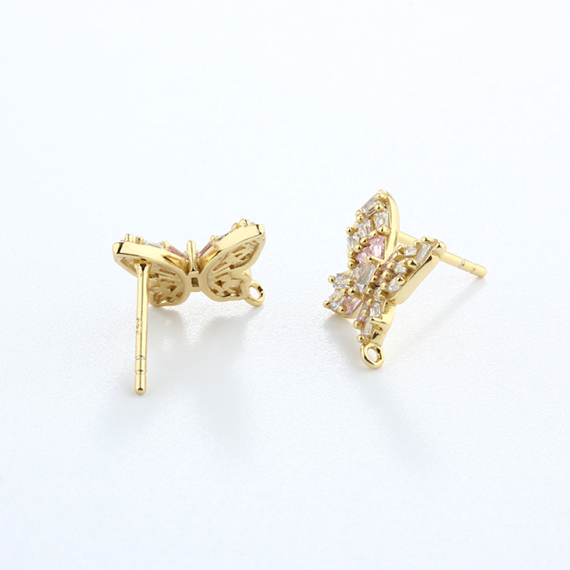 925 Sterling Silver CZ Butterfly Eearrings Findings