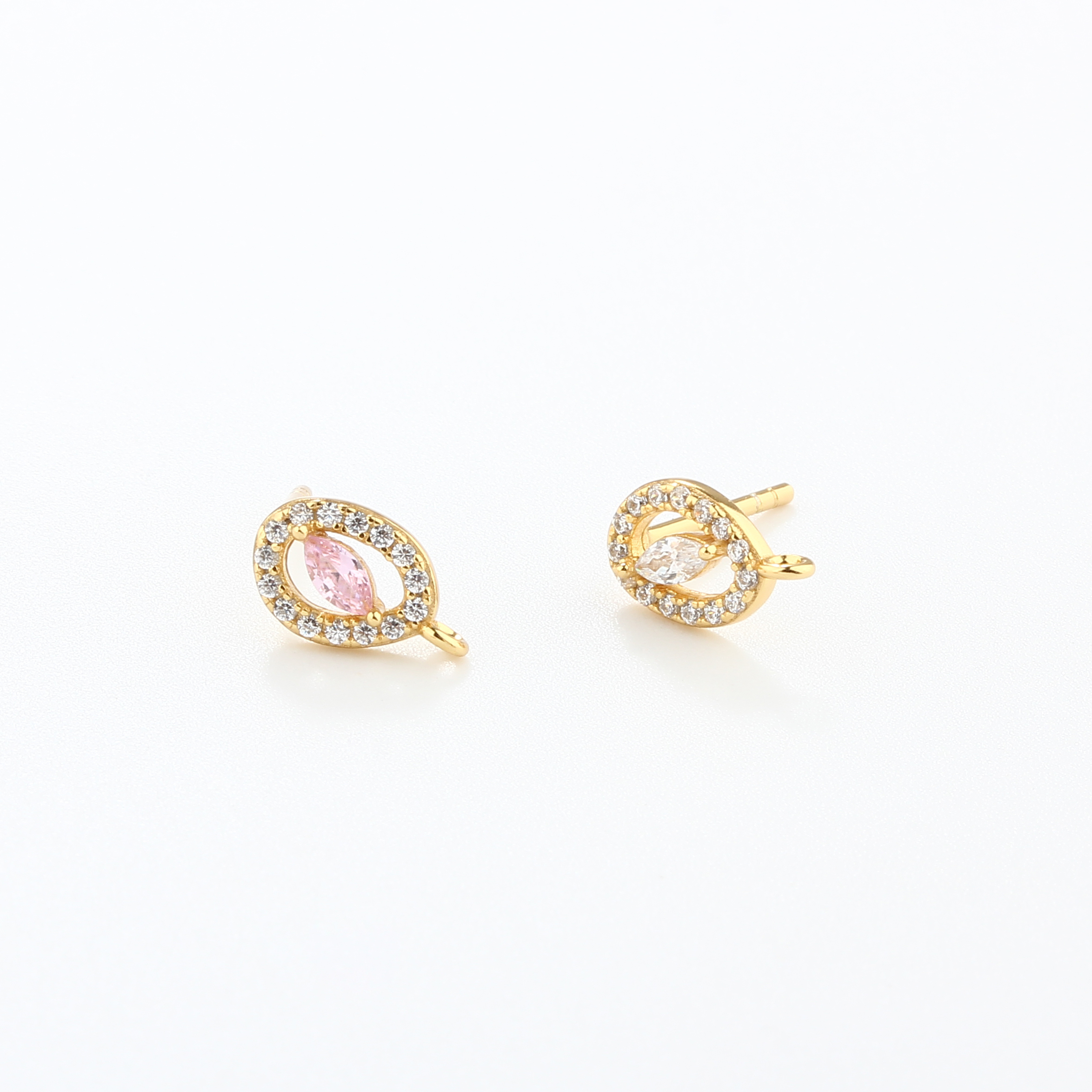 925 Sterling Silver Marquise CZ Earrings Studs Findings