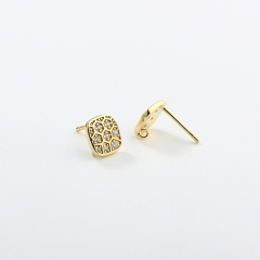 925 Sterling Silver Square Retro Style Earrings Stud Findings