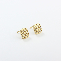 925 Sterling Silver Square Retro Style Earrings Stud Findings