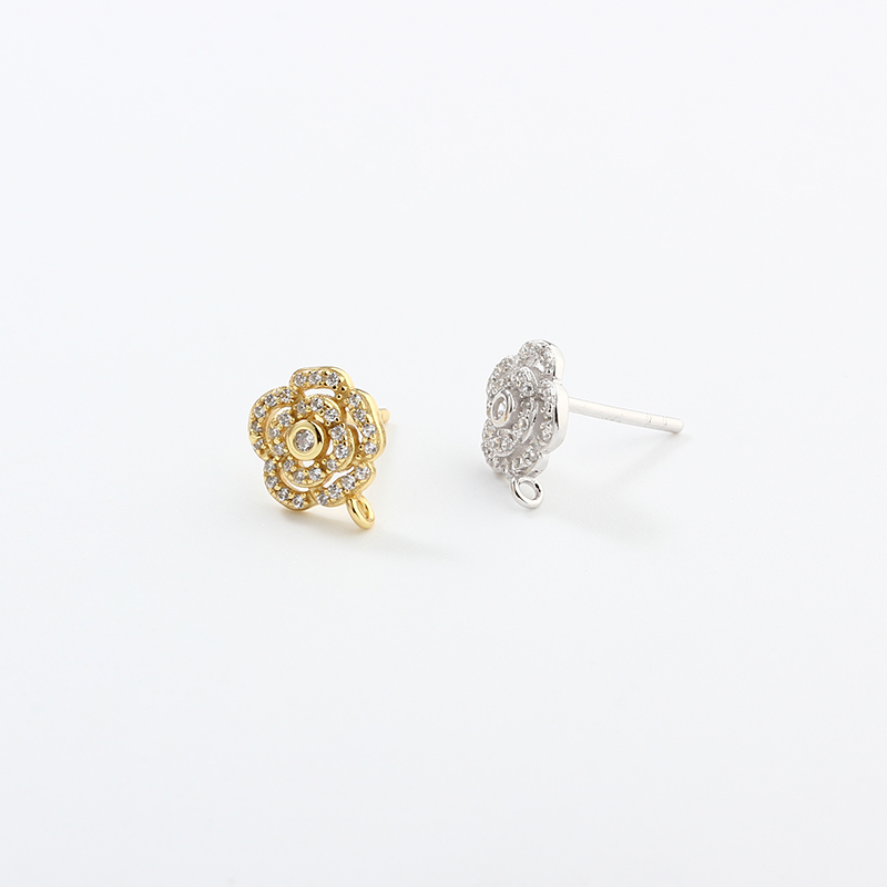 925 Sterling Silver Rose Earrings Stud Findings