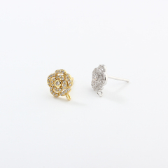 925 Sterling Silver Rose Earrings Stud Findings