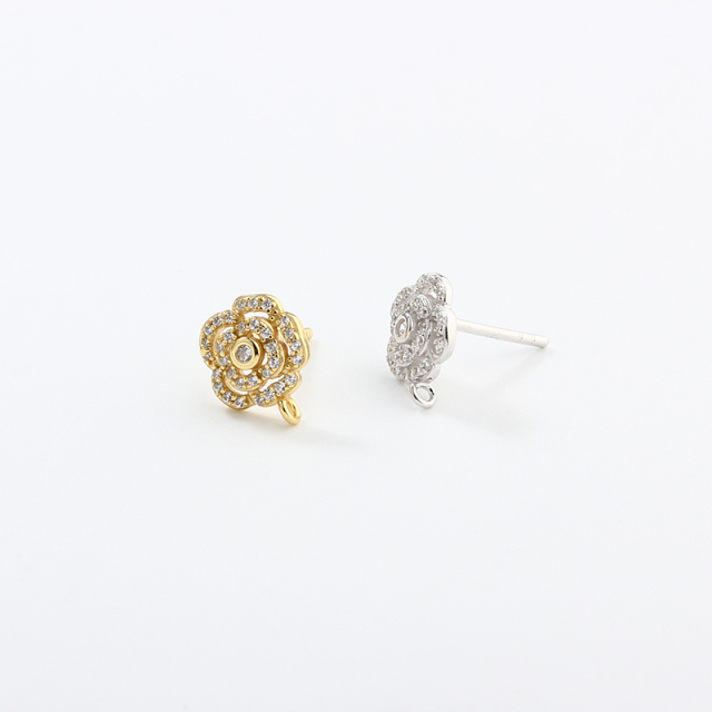 925 Sterling Silver Rose Earrings Stud Findings